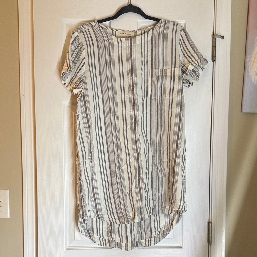 Cloth & Stone Cream and Blue Striped Top